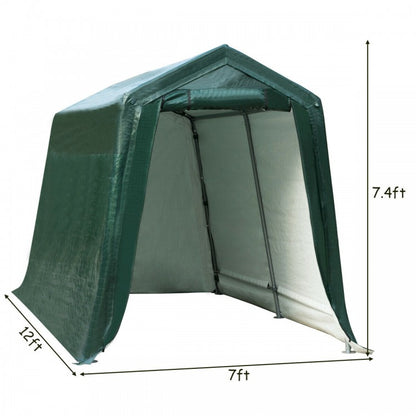 Outdoor Carport Shed with Sidewalls and Waterproof Ripstop Cover