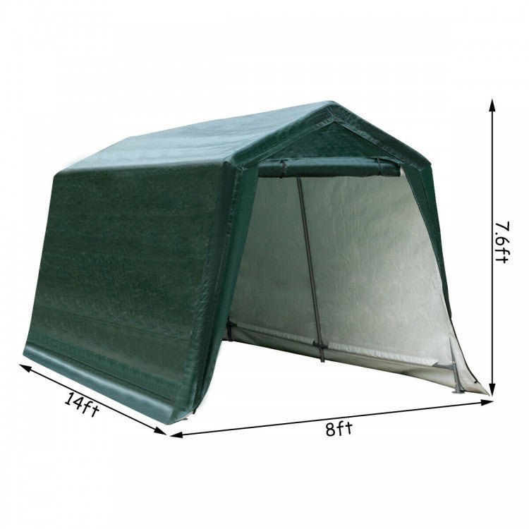 Outdoor Carport Shed with Sidewalls and Waterproof Ripstop Cover