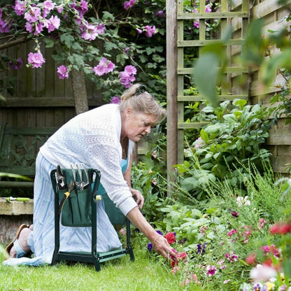 Banc de jardin pliable avec repose-genoux et siège