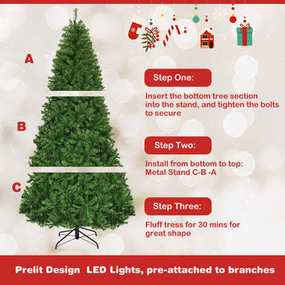 Sapin de Noël artificiel à charnières de qualité supérieure - 8 pieds