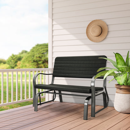 2-Seat Porch Glider with HDPE Back Seat and Steel Frame