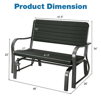 2-Seat Porch Glider with HDPE Back Seat and Steel Frame