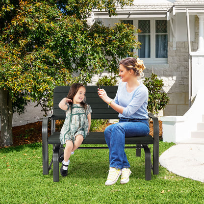 2-Seat Porch Glider with HDPE Back Seat and Steel Frame