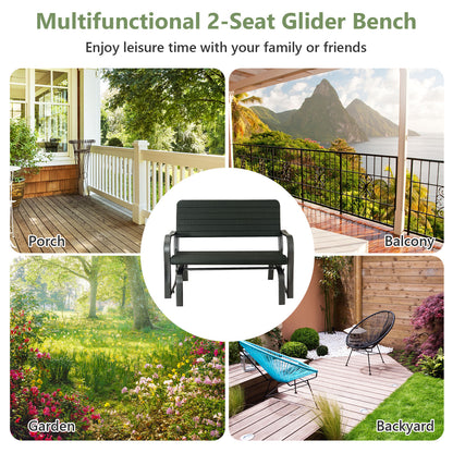 2-Seat Porch Glider with HDPE Back Seat and Steel Frame