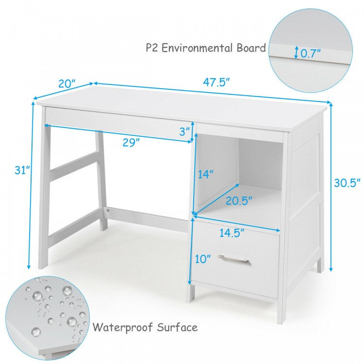 47.5 Inch Modern Home Computer Desk with 2 Storage Drawers