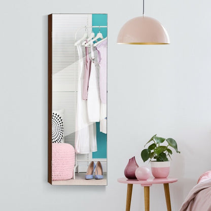 Wall And Door Mounted Mirrored Jewelry Cabinet With Lights