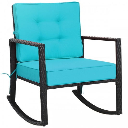 Patio Rattan Rocker Outdoor Glider Rocking Chair Cushion Lawn