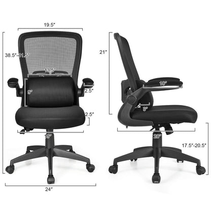 Chaise de bureau ergonomique avec support lombaire et accoudoir rabattable