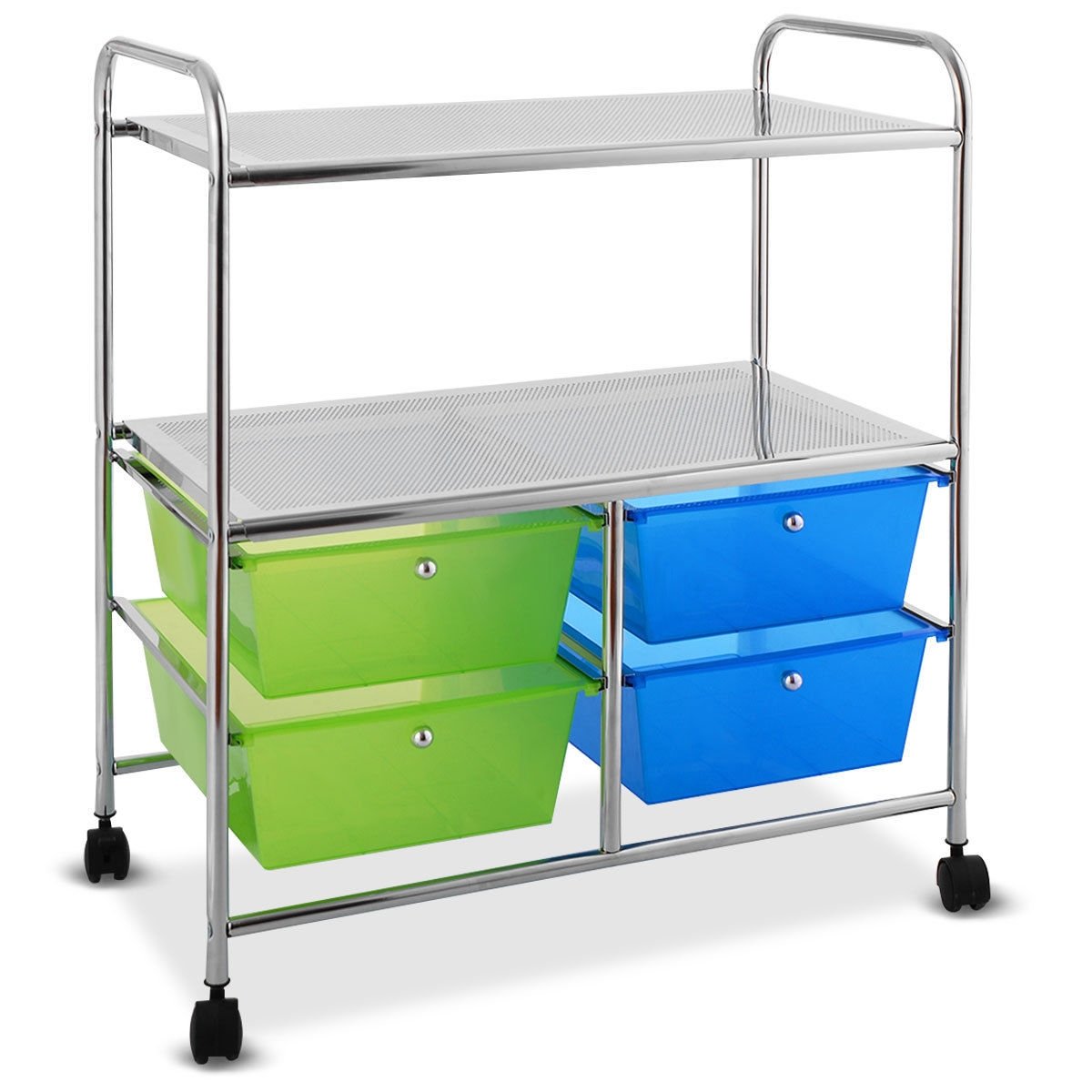 4 Drawers Rolling Storage Cart-Blue & Green