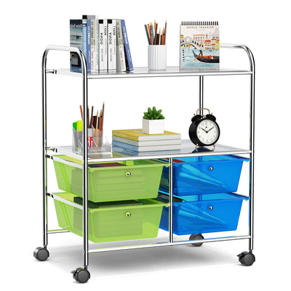 4 Drawers Rolling Storage Cart-Blue & Green