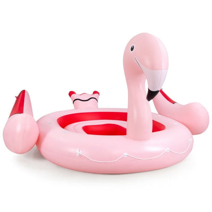 Île flottante gonflable flamant rose pour 6 personnes avec 6 porte-gobelets pour piscine et rivière