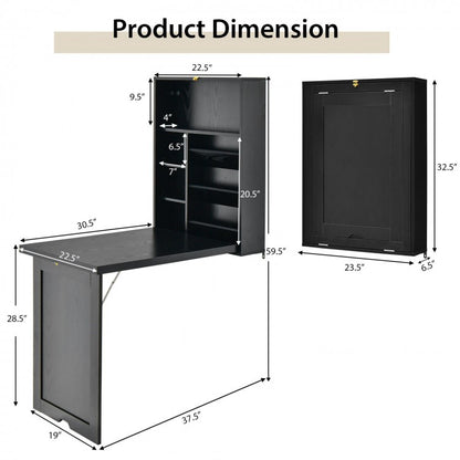 Wall Mounted Fold-Out Convertible Floating Desk Space Saver