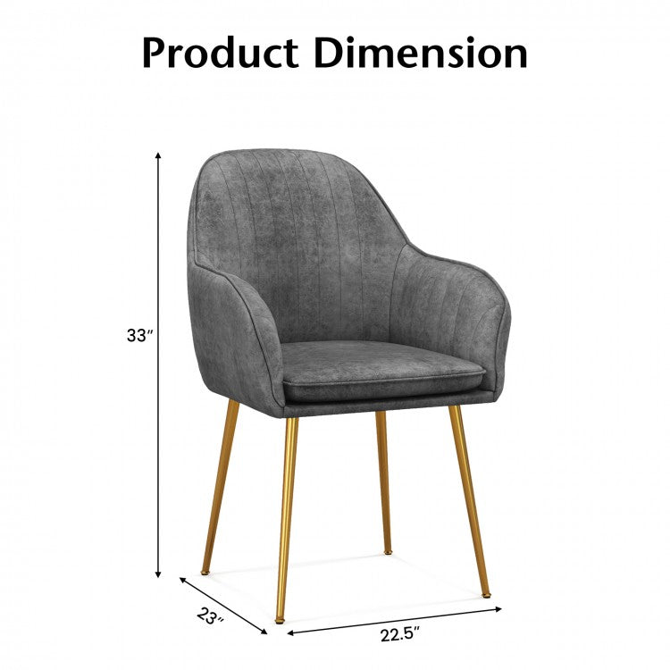 Fauteuil d'appoint rembourré avec pieds en acier doré