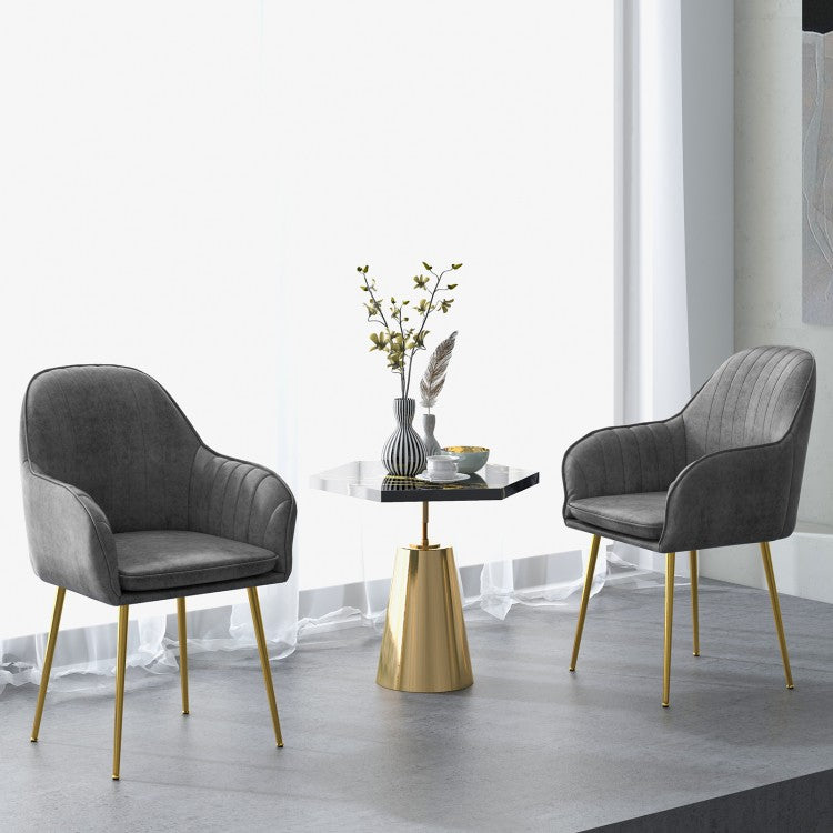 Accent Upholstered Arm Chair with Steel Gold Legs