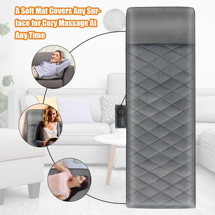 Foldable Mat Full Body Massager with 10 Vibration Motors and 3 Heating Pads