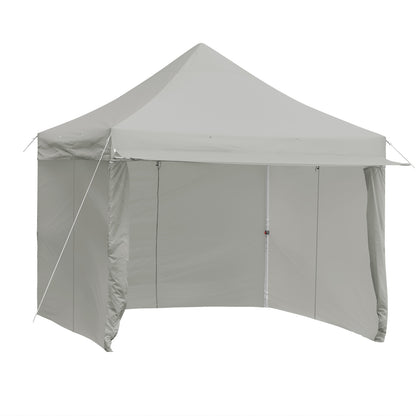 10 x 10 Feet Pop-up Gazebo with 5 Removable Zippered Sidewalls and Extended Awning