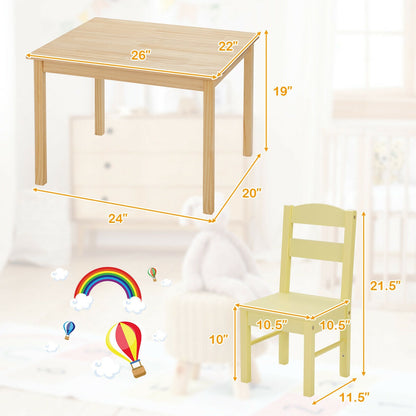 Ensemble de 5 chaises de table multicolores en bois de pin pour enfants - Multicolore