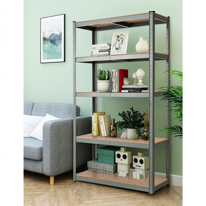 72 Inch Storage Rack with 5 Adjustable Shelves for Books Kitchenware