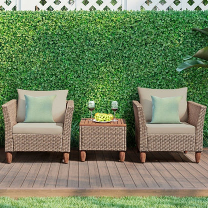 Ensemble de meubles de patio en rotin 3 pièces avec coussin lavable pour porche de jardin