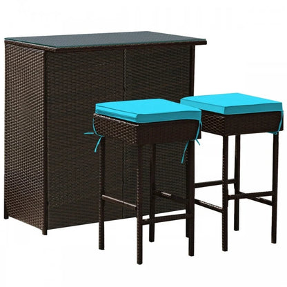 Ensemble de 3 tabourets de bar et de salle à manger en rotin pour patio