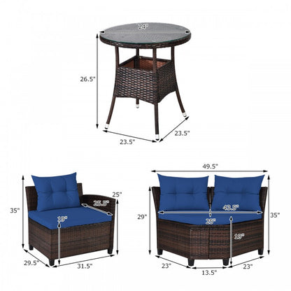 4 Pieces Outdoor Cushioned Rattan Furniture Set