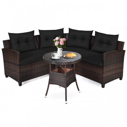 4 Pieces Outdoor Cushioned Rattan Furniture Set