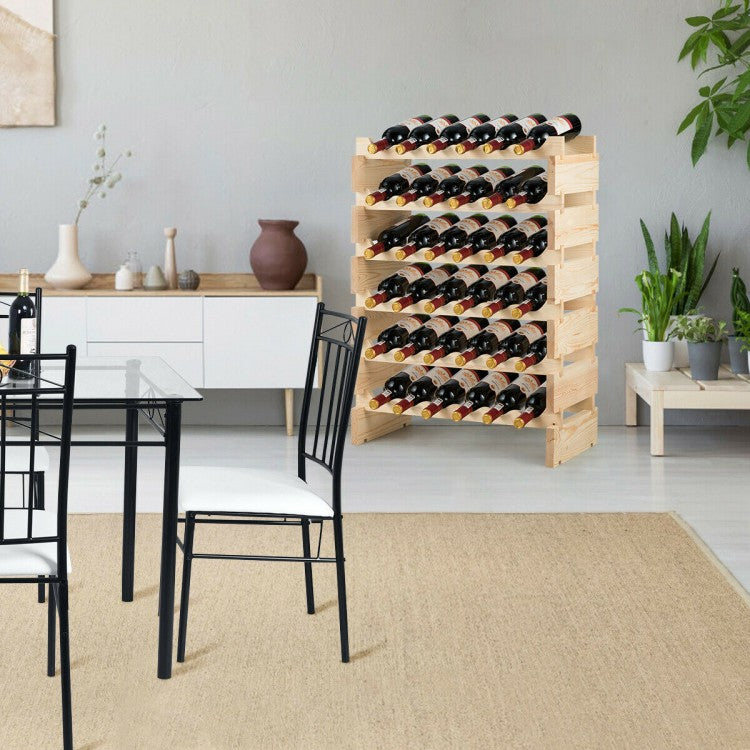 36 Bottles Stackable Wooden Wobble-Free Modular Wine Rack