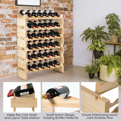 Casier à vin modulaire empilable en bois pour 36 bouteilles