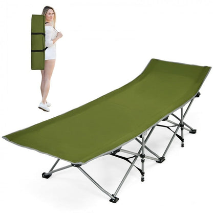 Lit de camp pliable avec poche de rangement latérale et appui-tête amovible