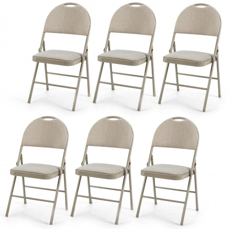 Lot de 6 chaises pliantes rembourrées portables pour bureau, cuisine, salle à manger - Noir