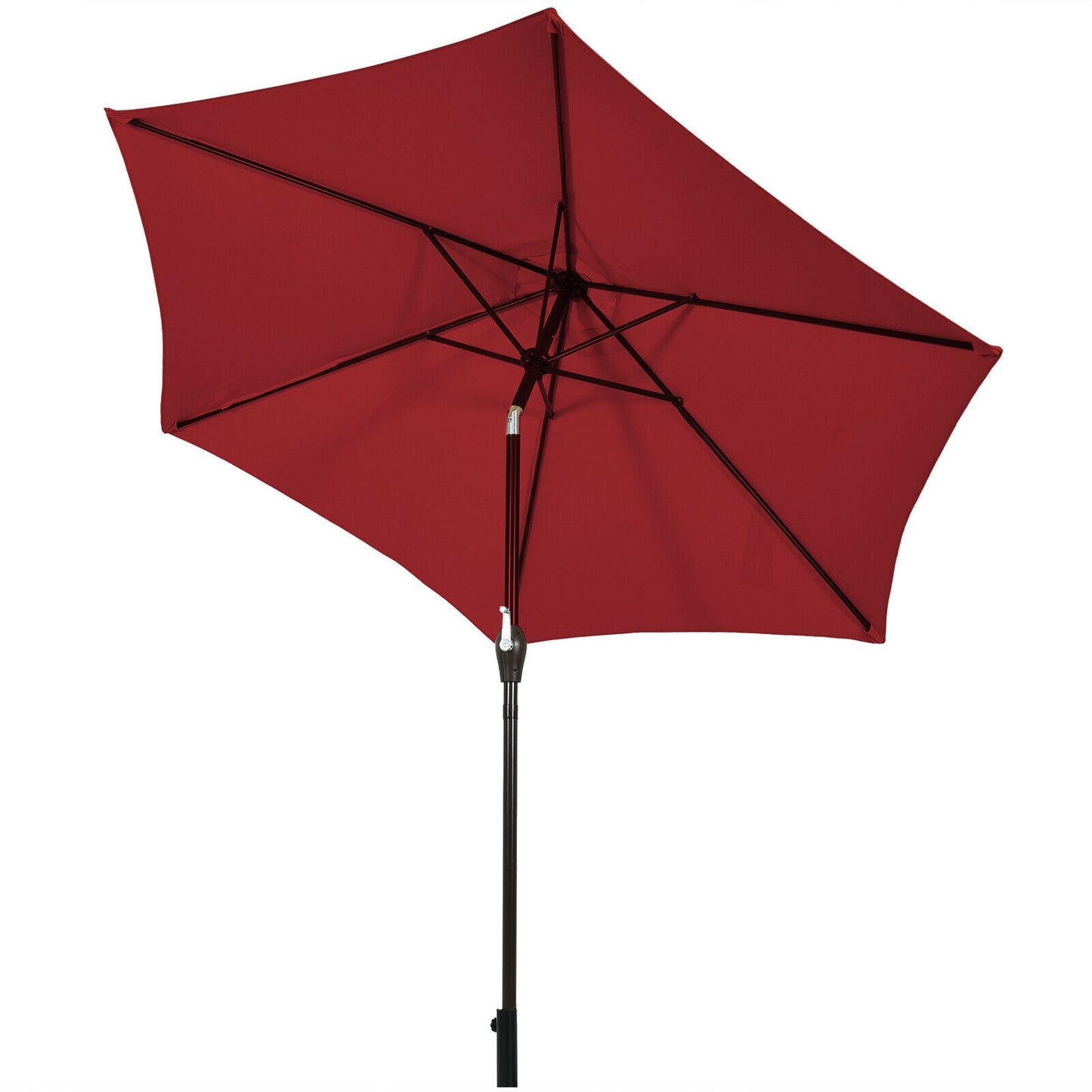 Parasol de terrasse de 9 pieds en acier inclinable avec manivelle pour jardin extérieur