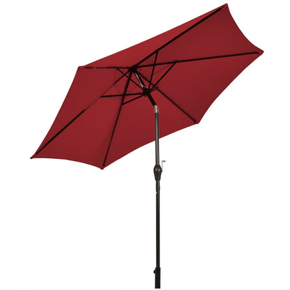 Parasol de terrasse de 9 pieds en acier inclinable avec manivelle pour jardin extérieur