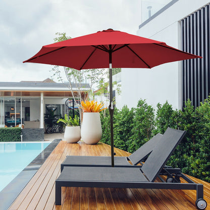 Parasol de terrasse de 9 pieds en acier inclinable avec manivelle pour jardin extérieur