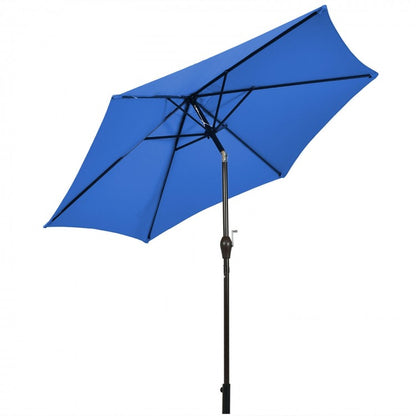 Parasol de terrasse de 9 pieds en acier inclinable avec manivelle pour jardin extérieur