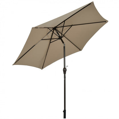 Parasol de terrasse de 9 pieds en acier inclinable avec manivelle pour jardin extérieur