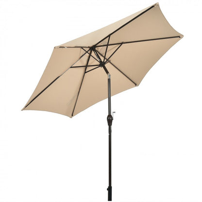 Parasol de terrasse de 9 pieds en acier inclinable avec manivelle pour jardin extérieur