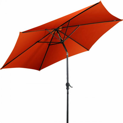 Parasol de terrasse de 9 pieds en acier inclinable avec manivelle pour jardin extérieur