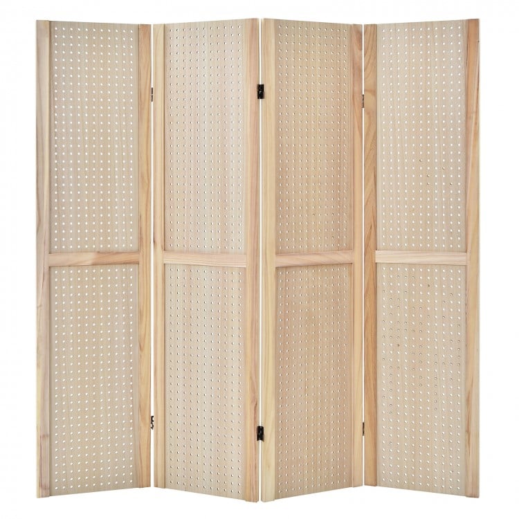 4-Panel Pegboard Display 5 Feet Tall Folding Privacy Screen