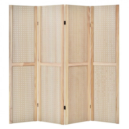 4-Panel Pegboard Display 5 Feet Tall Folding Privacy Screen