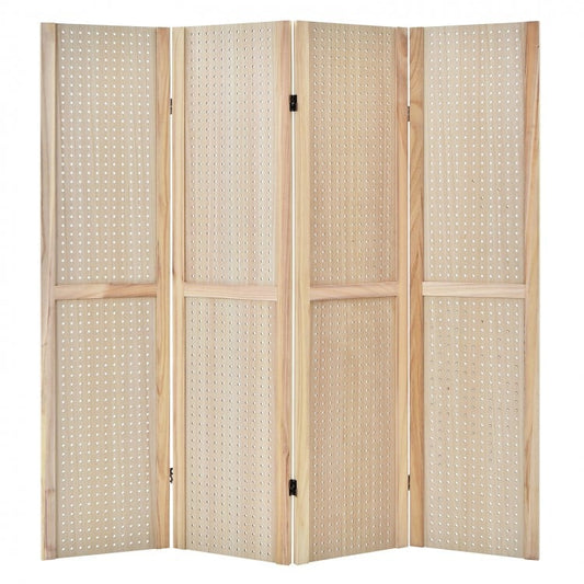 4-Panel Pegboard Display 5 Feet Tall Folding Privacy Screen