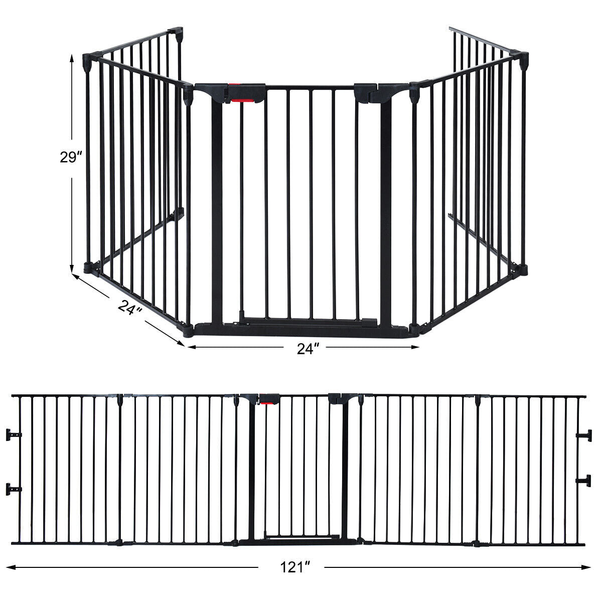 Clôture de cheminée large et réglable à 5 panneaux de 115 pouces de longueur