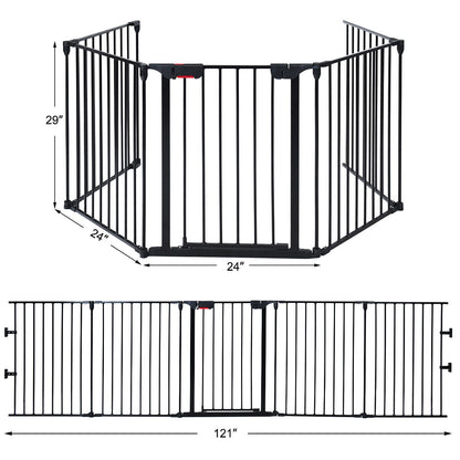 Clôture de cheminée large et réglable à 5 panneaux de 115 pouces de longueur