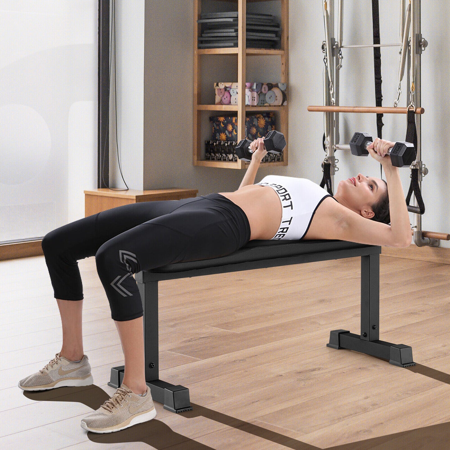 Banc de musculation plat 660 lb Banc de musculation robuste - Noir