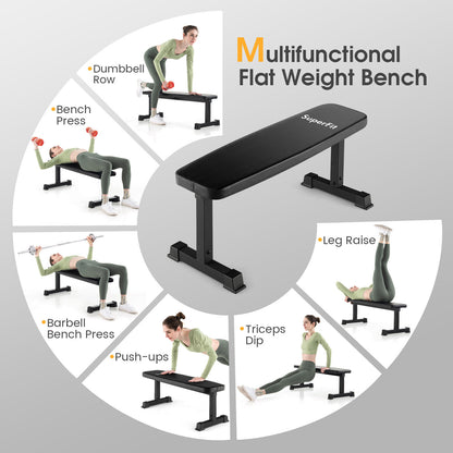 Banc de musculation plat 660 lb Banc de musculation robuste - Noir