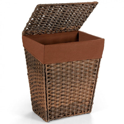 Foldable Handwoven Laundry Basket with Removable Liner