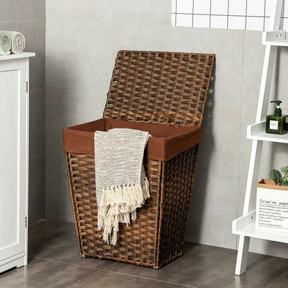 Foldable Handwoven Laundry Basket with Removable Liner