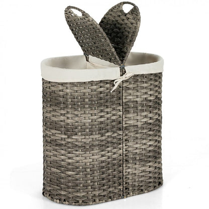 Foldable Handwoven Laundry Basket with Removable Liner