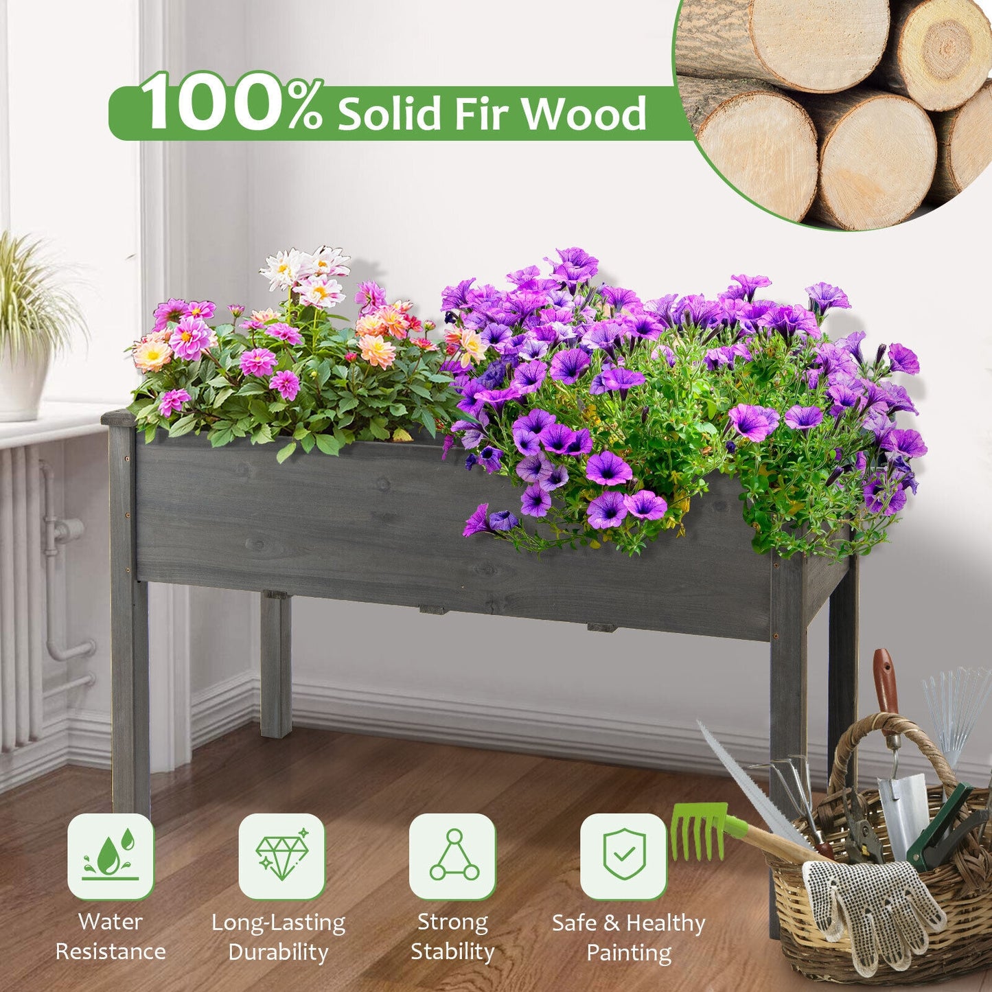 49’’ x 23’’ x 30’’  Wooden Raised Vegetable Garden Bed