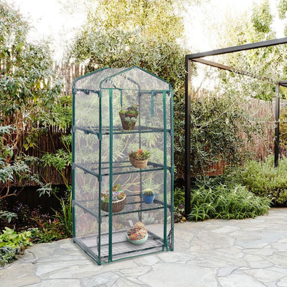 Outdoor Portable Mini 4 Shelves Greenhouse