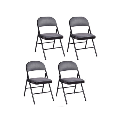 Folding Chair Set with Upholstered Seat and Fabric Covered Backrest